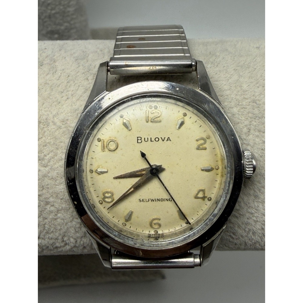 Bulova Selfwinding Automatic Working Mens Watch Vintage 33MM 6.5" Swiss Made